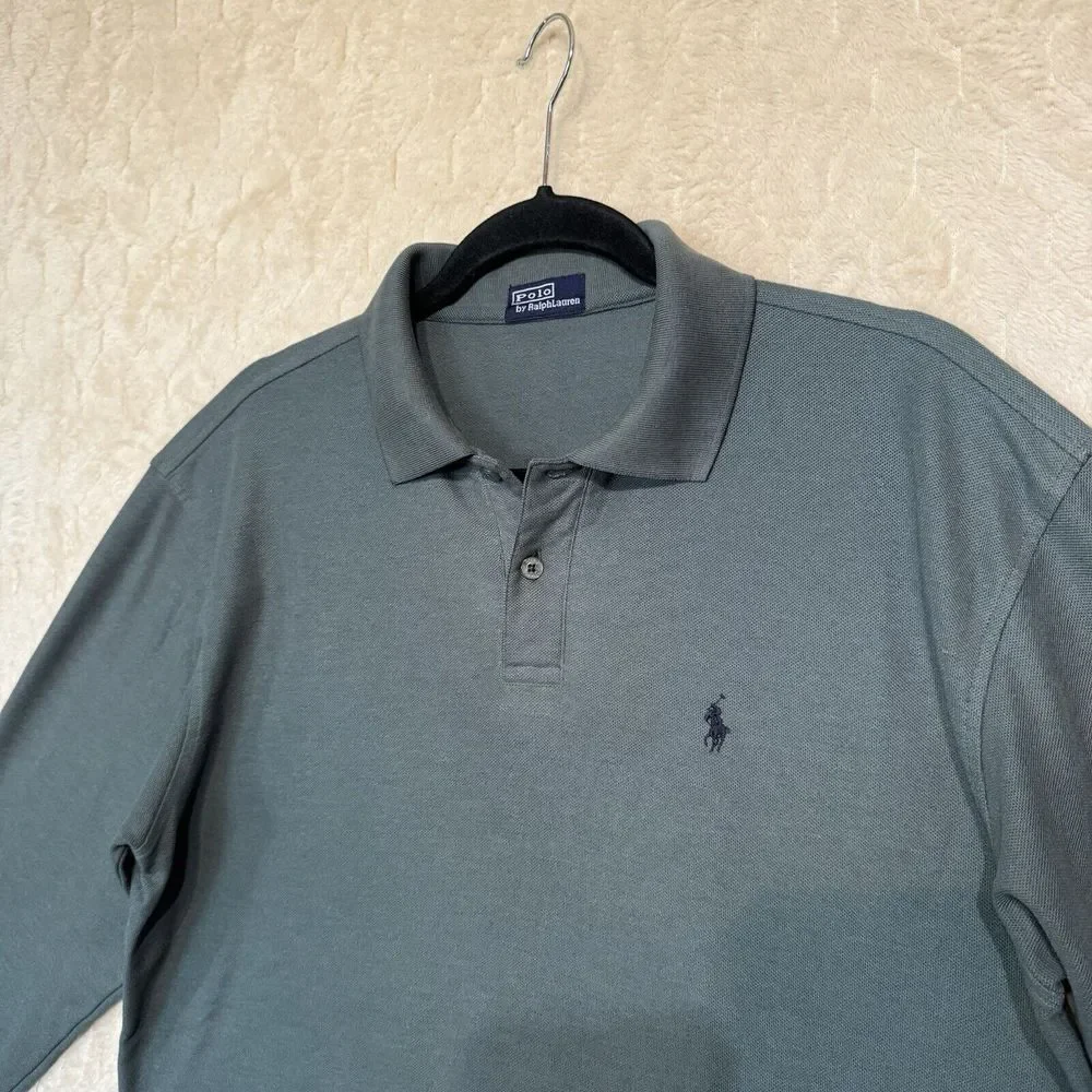 Vintage Polo‎ Ralph Lauren Button Up Long sleeve Shirt Green Sz L